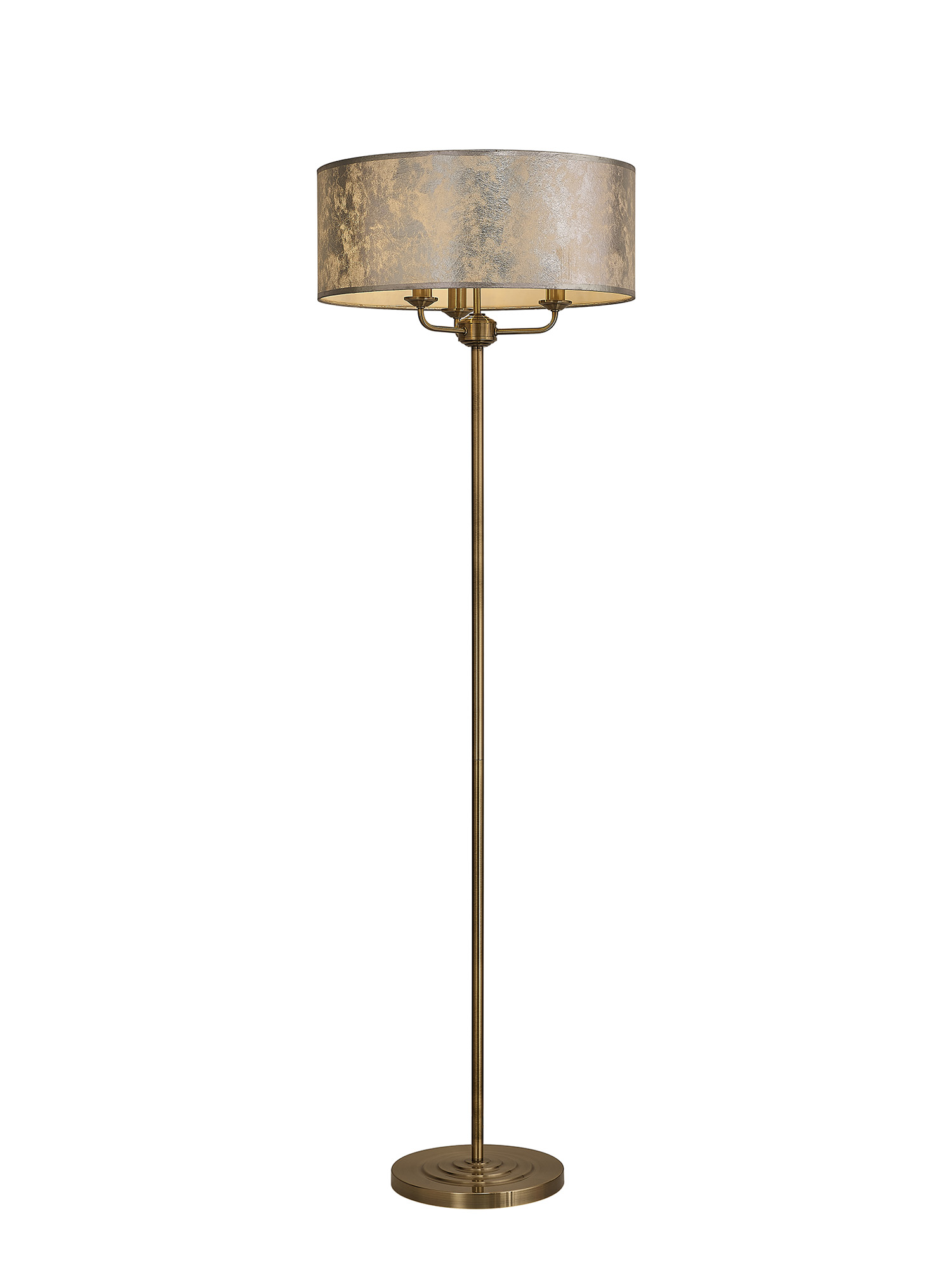 DK0920  Banyan 45cm 3 Light Floor Lamp Antique Brass, Silver Leaf